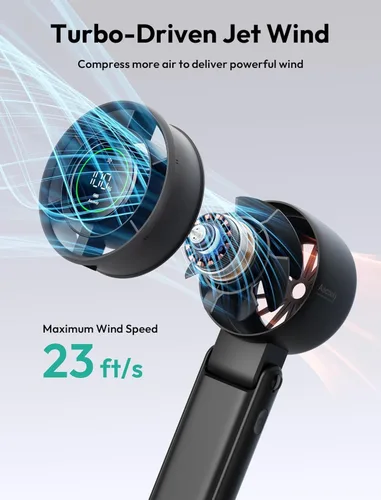 Miniatura 2 de Aecooly Ventilador turbo portátil de mano, batería de 5000 mAh [tiempo de enfriamiento máximo de 22 horas] Mini ventilador recargable USB, pequeño