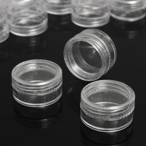 Miniatura 3 de 25 unidades / 50 piezas/100 tarros de crema transparentes vacíos – 0.18 oz recipientes transparentes para cosméticos con tapa para viajes, arte