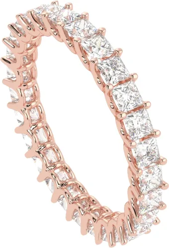 Miniatura 6 de Anillo de boda de princesa de moissanita de 14 quilates, tono oro blanco, rosa, amarillo, anillo de boda de eternidad completa, 2.00 quilates, corte
