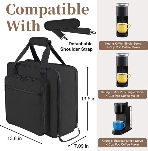 Miniatura 2 de Anitor Bolsa de viaje portátil para cafetera de transporte Keurig K-Mini/K-Mini Plus/K-Express, bolsa de viaje para máquina de café de una sola Negro
