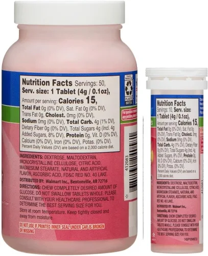 Miniatura 2 de ReliOn Glucose, 50 tabletas con tubo para llevar, 10 comprimidos (Fruit Punch)