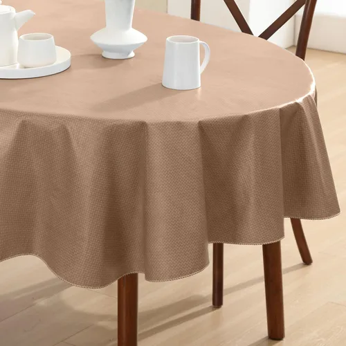 Miniatura 23 de Newbridge Basketweave - Mantel con parte trasera de franela de vinilo de color sólido, aspecto texturizado de tejido de cesta, mantel impermeable