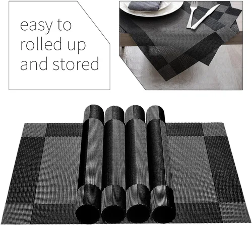 Miniatura 5 de AHHFSMEI Manteles individuales para mesa de comedor, juego de 4, manteles individuales de vinilo tejido de plástico, antideslizantes, aislamiento
