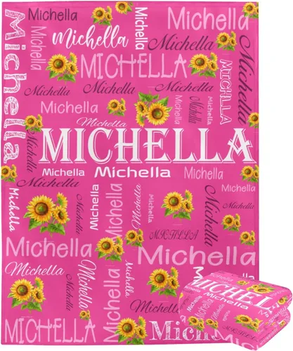 Miniatura 2 de Manta personalizada con nombre, manta personalizada con nombre, mantas personalizadas con texto, mantas de girasol, regalo personalizado para el día