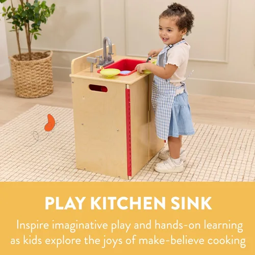 Miniatura 3 de Chef's Station - Fregadero de cocina de madera para niños, cocina de juguete, natural