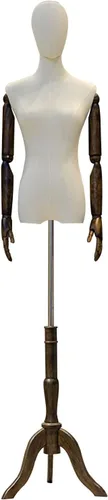 Miniatura 9 de Cuerpo de maniquí femenino con soporte de trípode de madera, altura ajustable de 47.2 a 82.6 pulgadas, forma de vestido de torso de costura