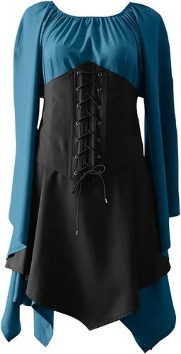 Miniatura 6 de Vestidos medievales de talla grande, disfraz de Halloween para mujer, disfraz vintage de Halloween, sombrero de bruja rosa de hada, para adulto