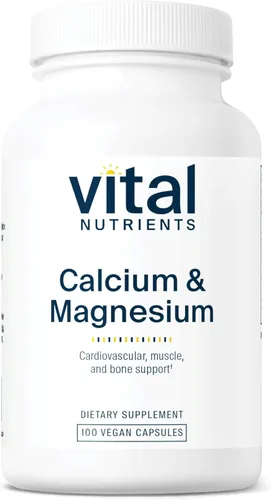 Vital Nutrients Complejo de calcio y magnesio | Suplemento vegano | Apoya la fuerza ósea, la salud muscular y cardiovascular* | Sin gluten, lácteos