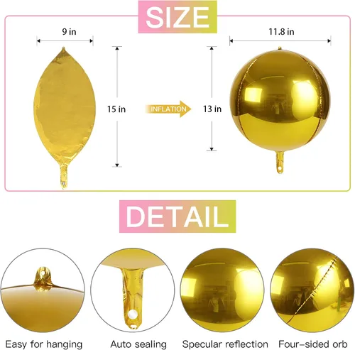 Miniatura 2 de Globos metálicos grandes de oro rosa de 15 pulgadas, paquete de 6 globos de tereftalato de polietileno, guirnalda de globos, globos de aluminio