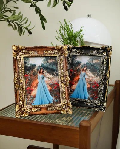 Miniatura 5 de Marco de fotos vintage negro de 8 x 10 pulgadas, elegante marco dorado adornado antiguo con frente de cristal, mesa y exhibición de pared