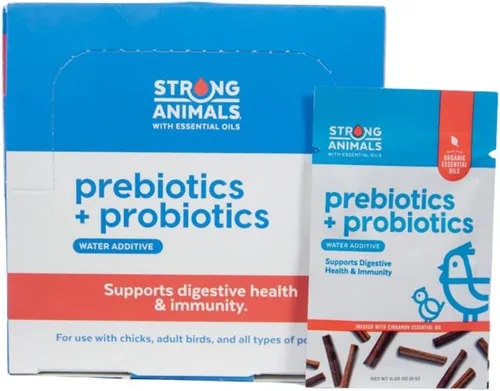 Strong Animals Prebióticos + probióticos, aditivo de agua de pollo con aceite esencial de canela prebiótico, probiótico y orgánico, apoya la salud