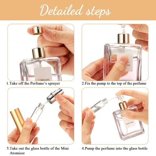Miniatura 5 de Boao 14 piezas de 0.2 fl oz de perfume de viaje recargable atomizador negro mini muestra de fragancia dispensador de colonia de vidrio forrado
