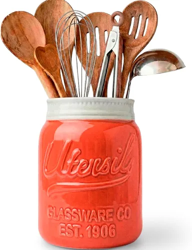 Miniatura 11 de Comfify Portautensilios de Tarro Mason de Boca Ancha Organizador Decorativo de Utensilios de Cocina Crock - Regalo Perfecto para Utensilios