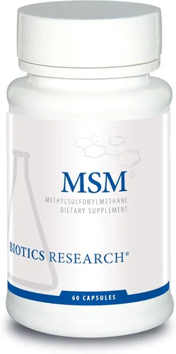 BIOTICS RESEARCH MSM Potente suplemento de azufre, producción de colágeno, cabello saludable, piel y uñas, comodidad muscular y articular. 60