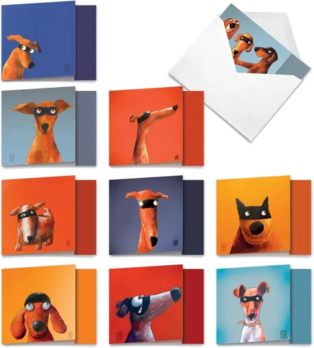 Miniatura 12 de The Best Card Company - 10 tarjetas de perro en blanco surtidas (4 x 5.12 pulgadas) - Adorables tarjetas de notas de animales en caja para todas