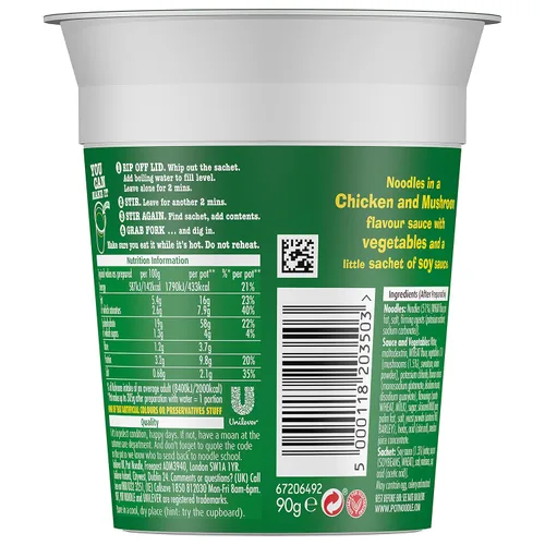 Miniatura 2 de Pot Noodle Pollo y Champiñones 3.17 oz (Paquete de 12)