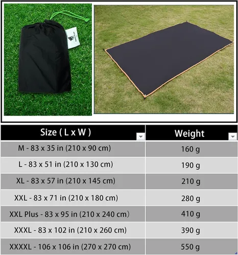 Miniatura 6 de GEERTOP Alfombra ultraligera para tienda de campaña, impermeable, color negro, para debajo de la tienda, camping, mochileros, senderismo, picnic