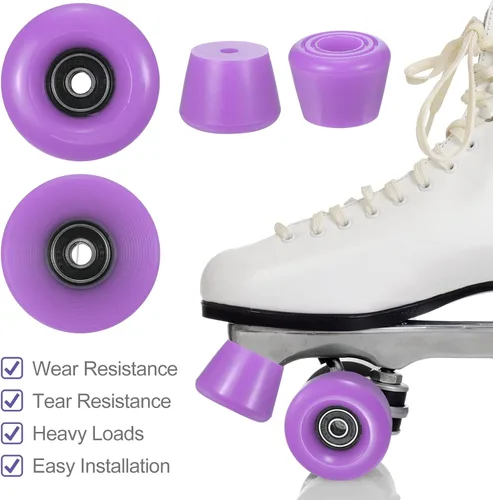 Miniatura 6 de PATIKIL Paquete de 8 ruedas de patinaje de 2.283 in x 1.260 in con rodamiento ABEC-9, ruedas de patinaje de poliuretano 82A y 2 topes de dedos