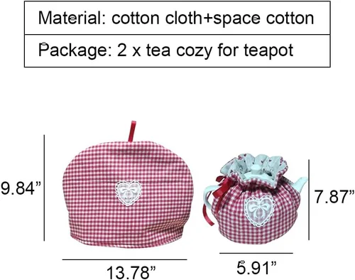 Miniatura 6 de 2 piezas de té aislado acogedor para tetera y calentador de hervidor de agua - a cuadros Rojo Plaid