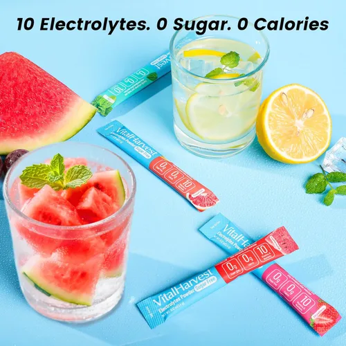 Miniatura 3 de 36 sobres de polvo de electrolitos en stick 7 sabores sobres de hidratación sin azúcar mezcla para bebida diaria IV, bajo en sodio, limón-lima
