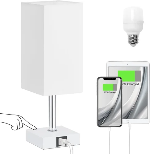 Miniatura 12 de Lámpara de mesa Ambimall con control táctil y 2 puertos de carga USB, lámpara de mesa de 3 modos para mesita de noche, lámpara de noche para A: rosa
