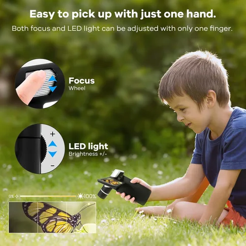 Miniatura 5 de Andonstar AD203 - Microscopio digital portátil de mano, microscopio de bolsillo USB con pantalla de 4 pulgadas para niños y adultos, negro, video