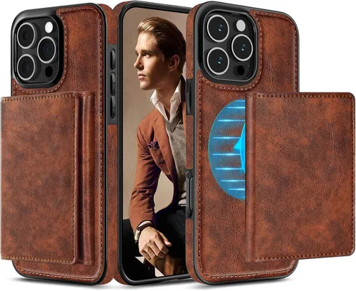 Miniatura 11 de LOHASIC Funda tipo cartera para iPhone 13 Pro Max, funda de cuero de primera calidad compatible con cargador seguro Mag, cartera magnética