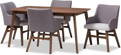 Miniatura 8 de Baxton Studio Monte Mid-Century - Sillón de tela gris bicolor