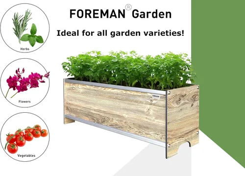 Miniatura 6 de Foreman Cama de jardín elevada (36 x 12 x 14 pulgadas) resistente a la intemperie, maceta para exteriores con drenaje para camas de verduras