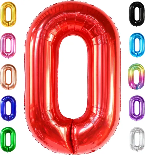 Miniatura 201 de Globo gigante plateado del número 0 de 40 pulgadas – Globo Mylar del número 0 Globo plateado 0 para decoraciones de fiesta Globo plateado