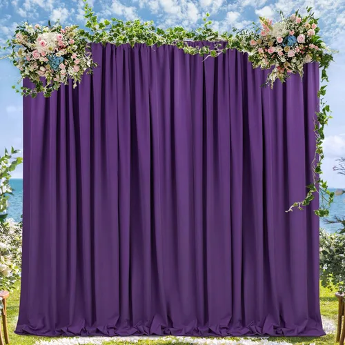 Miniatura 7 de Cortinas de fondo púrpura de 2 paneles 5 x 10 pies, cortinas de fondo de poliéster para boda, fiesta de sirenas, Halloween, fotografía, decoraciones