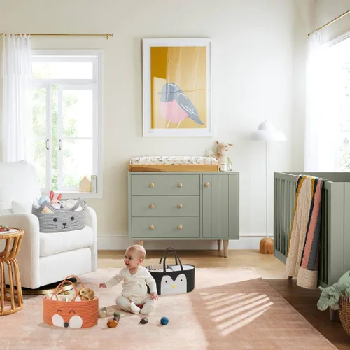 Miniatura 7 de T&T Homewares Organizador de pañales, cesta de pañales de cuerda de algodón, cesta de baby shower, contenedores de almacenamiento para guardería