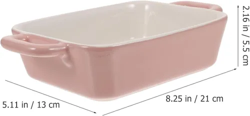 Miniatura 5 de Cabilock Bandeja de cerámica para horno de microondas, bandeja de porcelana de 8.26 x 4.72 x 1.88 pulgadas para hornear, lasaña, brownies, asar