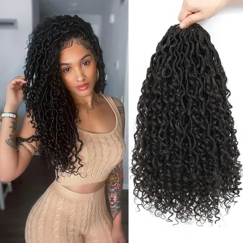 Miniatura 32 de Alicoco Goddess Locs Cabello de Ganchillo 12 Pulgadas 8 Paquetes Rastas Sintéticas de Ganchillo Para Mujeres Rastas Suaves Boho Pre-enrolladas River