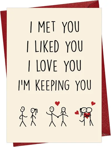 Miniatura 7 de Cheerin Divertida tarjeta de aniversario con sobres, tarjetas de amor humorísticas para él y ella, tarjeta romántica para marido, esposa, prometido
