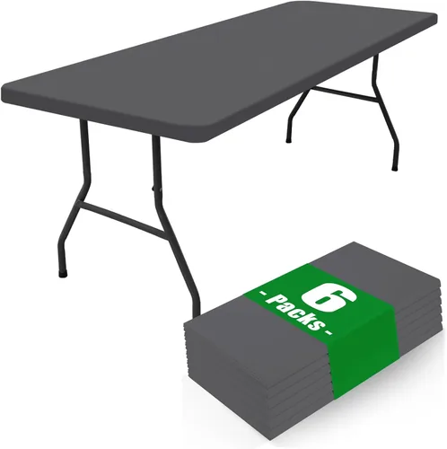 Miniatura 25 de Moosfor Paquete de 6 manteles cuadrados de elastano, manteles elásticos ajustables para pícnic, cubierta de mesa de patio elástica lavable para Negro