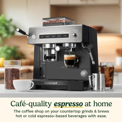 Miniatura 3 de Cuisinart Máquina de café expreso para moler y preparar, 16 ajustes de molienda de fino a grueso, hace bebidas calientes o frías de calidad de café