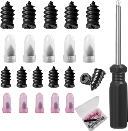 Miniatura 7 de Kit de clavos de reparación de neumáticos con 2 tamaños, tapones de reparación de neumáticos atornillados con caja y destornillador, herramientas