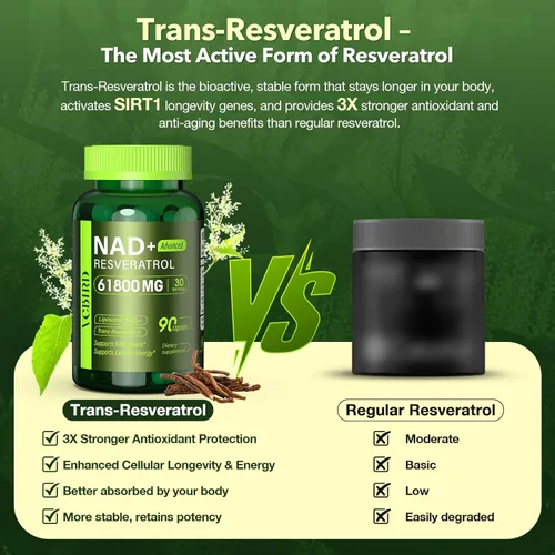 Miniatura 5 de Nad Resveratrol Suplemento 1200mg por porción - Nad+ liposomal Resveratrol para mujeres y hombres - Suplemento Nad+ de alta pureza de 1200 mg