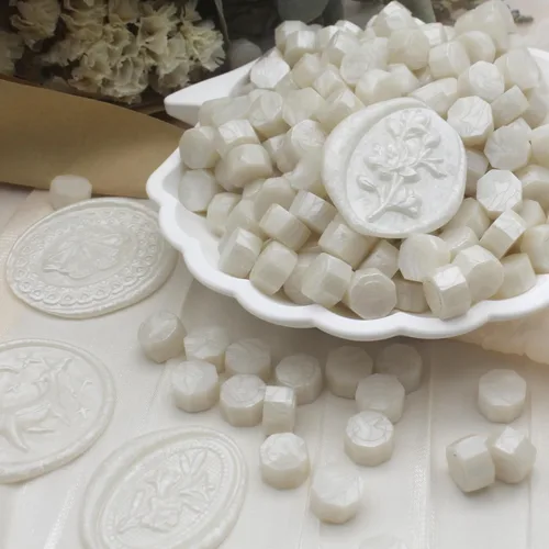 Miniatura 3 de 600 cuentas de sello de cera blanca perla, pellets de cera de sellado nacarados de primera calidad para sellos de sellos, invitación de boda, sobre