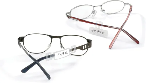 SPORTS WORLD VISION Etiquetas de precio con aplicación universal para todos los marcos de gafas- Etiquetas de precio duraderas y confiables para