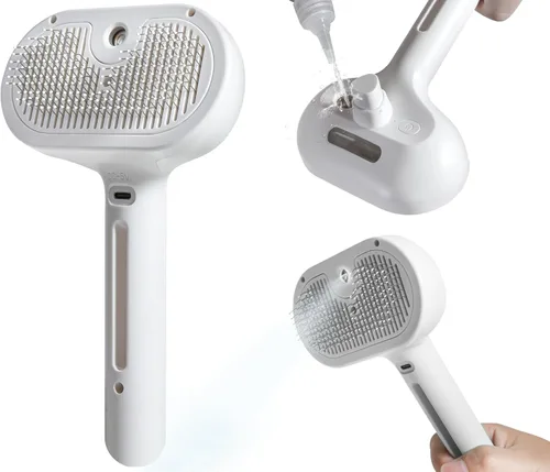 Miniatura 7 de Cepillo en aerosol para gatos para derramar – Cepillo de agua para gatos y perros con vapor – Peine de depilación de mascotas con tanque de agua