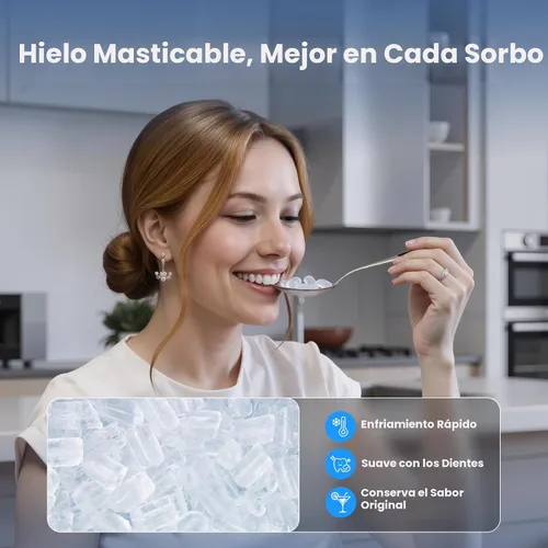 Miniatura 2 de VIBOFROST Nugget - Máquina de hielo para encimera, máquina de hielo de guijarros sónicos rápida de 35 libras/24 horas, sistema antiincrustaciones
