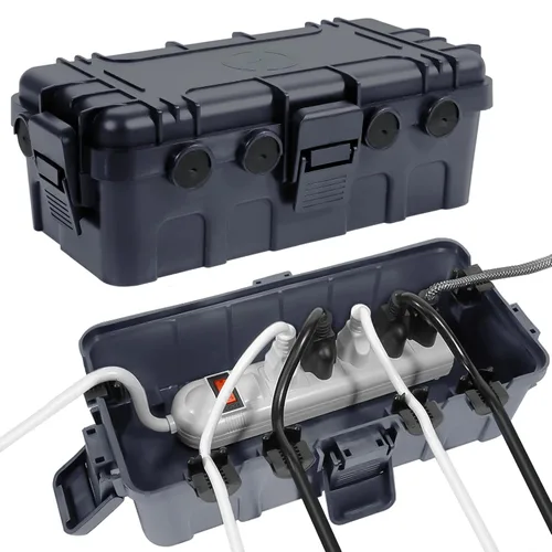 Miniatura 10 de Caja eléctrica mediana para exteriores (11.6 x 5.2 x 4.1 pulgadas), cubierta de cable de extensión impermeable IP54 con entrada de 6 cables, caja