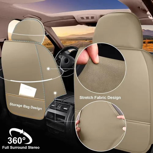 Miniatura 3 de DISUTOGO 2 Fundas para Asientos Delanteros Compatibles con Hyundai Tucson 2010-2024 2025 2026: Fundas de Asiento de Coche de Cuero Impermeables