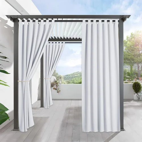 Miniatura 24 de RYB HOME - Cortinas opacas para interior y exterior, cortinas para patio o terraza, cortinas exteriores con pestaña Crema Beige