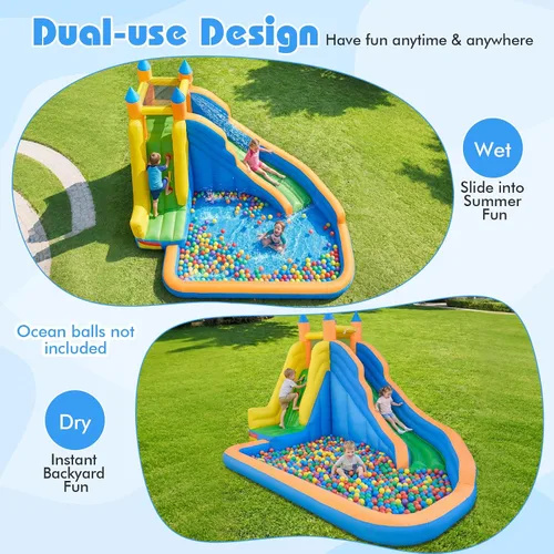 Miniatura 3 de Costzon - Gorila hinchable para piscina de agua con tobogán largo, pared de escalada, incluye bolsa de transporte Oxford, kit de reparación