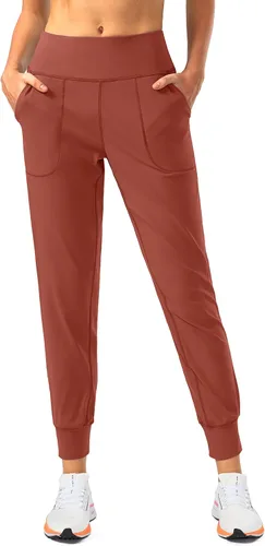 Soothfeel - Pantalones deportivos para mujer con bolsillos de cremallera y cintura alta, pantalones deportivos para entrenamiento y yoga