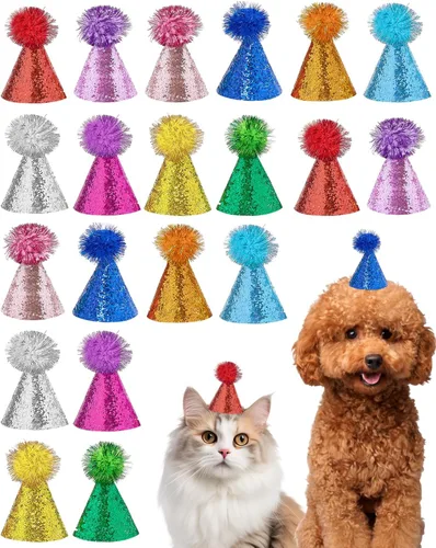 Miniatura 11 de PET SHOW 10 piezas de sombreros pequeños para perros pequeños, sombrero de fiesta de cumpleaños de gato, sombreros de conejo para vacaciones, boda