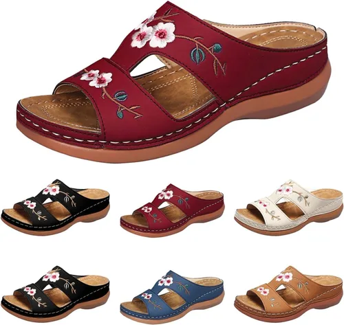 Miniatura 12 de Sandalias ortopédicas con soporte de arco, sandalias planas para exteriores, estilo bohemio, para caminar, cómodas, elegantes, informales